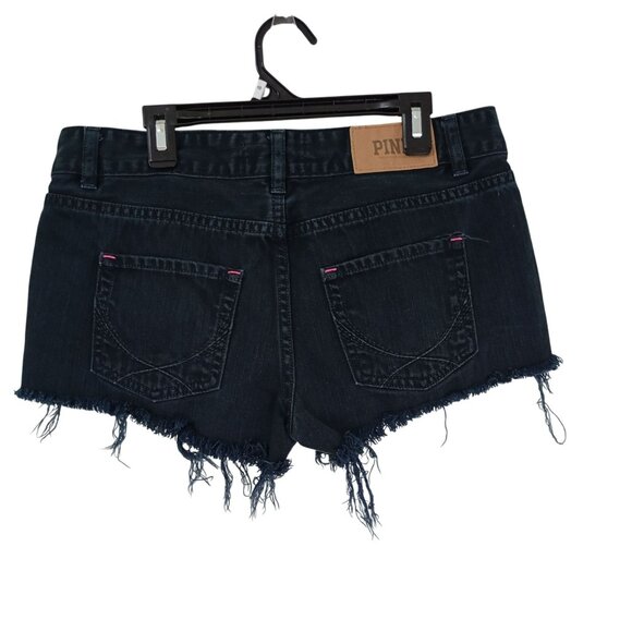 Victorias Secret Pink Shorts Womens Dark Wash Denim Distressed Frayed Hem Size 4 - Picture 3 of 8
